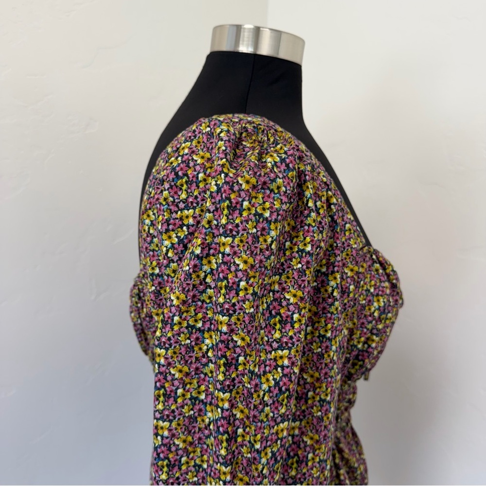 J. Crew Liberty Busy Izzy print Cinched-waist Smocked Square-Neck Blouse Size 14 - Picture 8 of 13